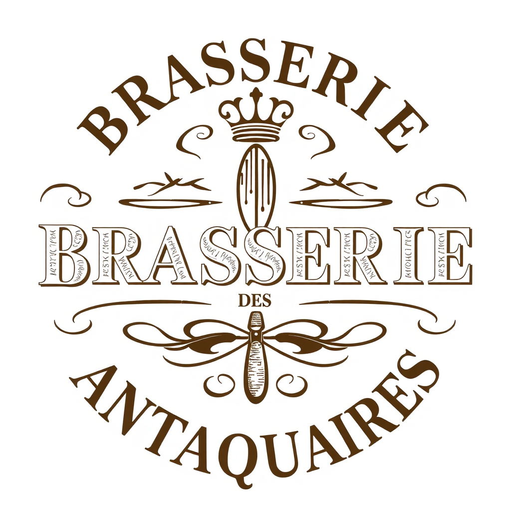 Brasserie des Antiquaires logo featuring elegant typography with vintage-inspired design elements