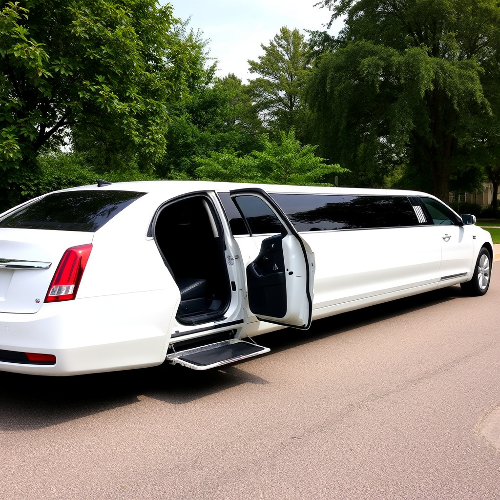 White stretch limousine with champagne service and luxury amenities for special occasions
