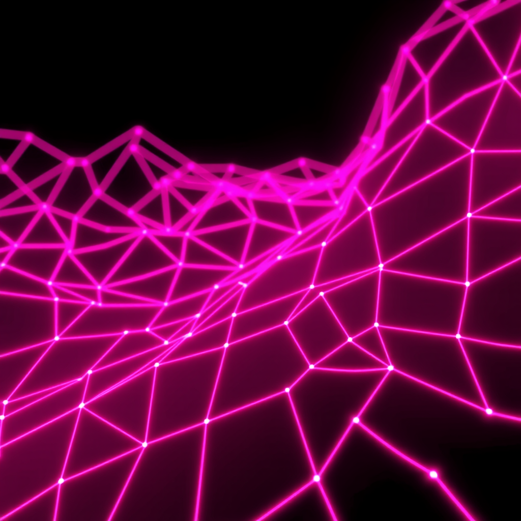 Decorative network grid pattern background with neon pink lines